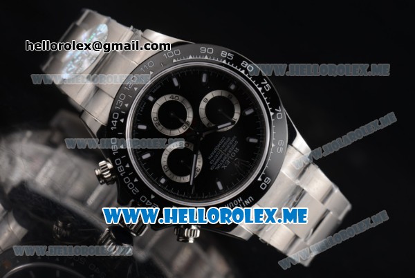 Rolex Daytona Swiss Valjoux 7750 Automatic Stainless Steel Case/Bracelet with Black Dial and Stick Markers Black Subdials - Click Image to Close